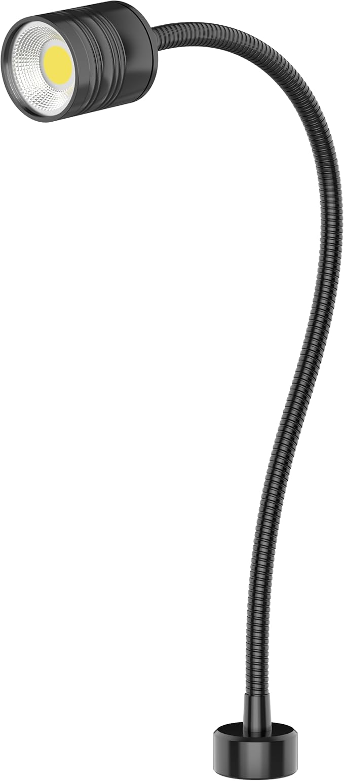 Led Magnetic Work Light 400mm Flexible Gooseneck lamp 500 Lumens 120 Volt for Sewing Machine Lathe Milling Drill Press Industrial Lighting (Aluminum Alloy lamp Head-1)