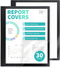 Binditek 30 Pack Clear Front Report Covers with 3 Prongs, 100-Sheet Capacity, Heavy-Duty Plastic Report Folder with Black Back Covers, 3 Metal Prongs Fasteners, for Letter Size, Office Supplies