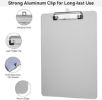 ZCZN Metal Clipboards, 2 Pack Heavy Duty Aluminum Clipboards 12 x 9 Inches, A4 Letter Sizer Document Holder with Low Profile Clip, Suitable for School, Office, Jobsite or Medical Staff, Silver