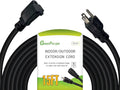 15 FT 12 Gauge Extension Cord Outdoor, Heavy Duty Weatherproof & Flame Retardant Black 3 Prong Power Cord, Outside for Garden & Lawn, 15 Amps 1875 Watts 125 VAC 12AWG SJTW, UL Listed