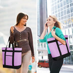 2Pk Insulated Reusable Tote Bag for Grocery Shopping for Women/Men, Pizza/Food Delivery Bag to Keep Food Cold/Hot for Professional Catering, Cooler bags for Travel/Beach/Picnic, Lavender