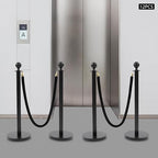 Stanchion Posts Crowd Control Barriers, 201 Stainless Steel 12 Posts 8 Ropes, 4-Way Connection Anti-Slip Fillable Base Easy Install