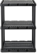Gracious Living 3 Shelf Knect-A-Shelf Solid Light Duty Storage Unit 12 x 24 x 33 Organizer for Home, Garage, Basement & Laundry, Black