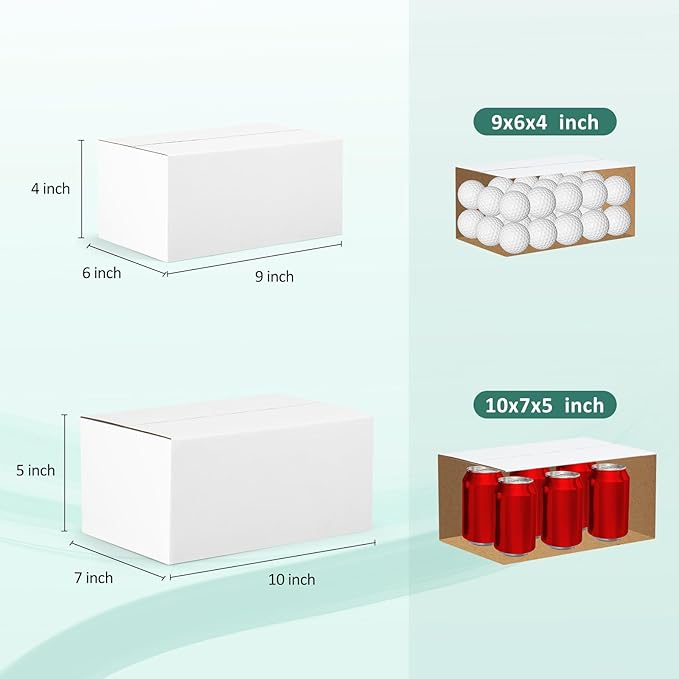 Eupako 30 Pack Small Shipping Boxes Assorted Sizes, 9x6x4 & 10x7x5, 15 PCS Each, White Corrugated Box Mailers, Cardboard Boxes for Packaging Small Business, Mailing