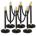 Black Stanchion, 5 ft Black Velvet Rope Red Carpet Ropes and Poles, Stainless Steel Stanchions Post Used for Theaters, Parties, Wedding, Exhibition, 6PCS