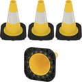 Fluorescent Orange/Green PVC Traffic Cones, Heavy Black Base Parking Lot Cone Structurally Stable Weatherproof Road Construction Safety Cones (4, Yellow, 12" Small)