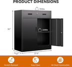 BESFUR 36" H Metal Cabinet with Lockable Drawer and 2 Lockable Doors, Black Locking Cabinet with Adjustable Shelf, Lockable Storage Cabinet for Home Office, Garage,School, Warehouse, Utility Room