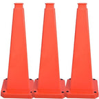 BESEA 3 Pack 28" Bright Orange Traffic Safety Cones with Weighted Base, High-Visibility Parking Cones for Driveways, Business Parking Lots, Garages, Indoor/Outdoor Use