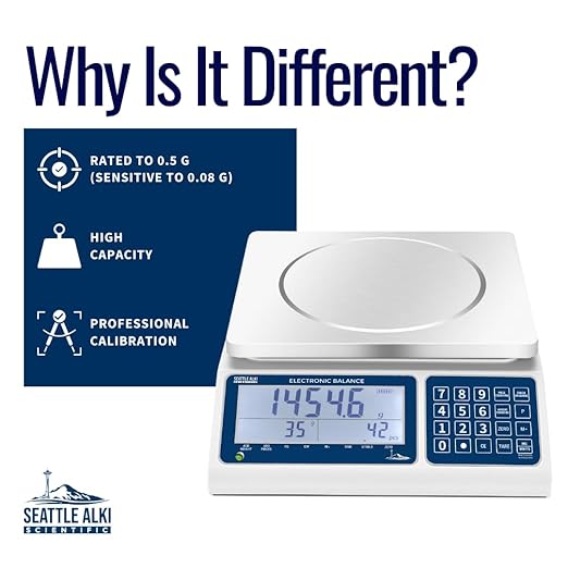 Seattle Alki Scientific Counting Scale | 30 kg x 0.5 g | Industrial Counting Scale for Small Parts | USA Company | Units: g, lbs, oz, kg (30 kg x 0.5 g)