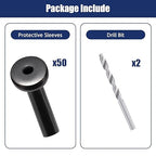 40 Pack 30 Degree Angle Protective Sleeves, Black Cable Railing Corner Protector Sleeve Beveled for 1/8" Wire Rope, T316 Marine Grade Cable Railing Kit with Two Drill Bit for Wood Posts HF039B