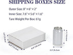 25 Pack Shipping Boxes 8x6x2 Inches, White Corrugated Cardboard Mailing Box for Packing, Mailing, Small Business, Literature Mailer