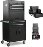 Goplus Tool Chest, 6 Drawers 3-in-1 Extra Large Tool Storage Cabinet with 4” Universal Lockable Wheels, Auto Lock, Protective Liner, Heavy Duty Rolling Tool Box for Garage, Workshop