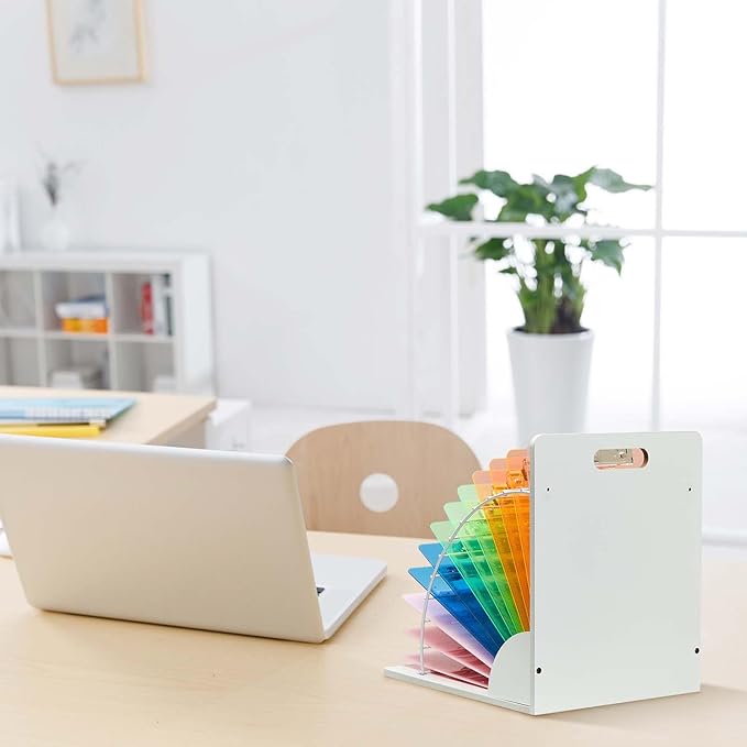Sintuff 2 Pcs Clipboard Holder Wood Metal Clipboard Organizer White Clipboard Stand Clipboard Storage Rack for Classroom Office School Teacher Desk File Organization Supplies, Assembly Required