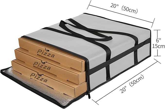 Pizza Carrier Insulated Bags Large for Deliveries, Insulated Pizza Carrier Delivery Bag 20x20 inches Food Bag for Personal and Professional Use