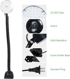 20W LED Work Light with Flexible Gooseneck, 2000 Lumens 6500K 110V US Plug, Screw Holder Base, LED Machine Lathe Light for Work Bench, Sewing Machine, Lathe Workbenches