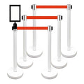 VIP Crowd Control Retractable Belt Stanchion Queue Safety Barrier Set, 36" Ht, 78" Belt + Wall Bracket (6 WHT Posts Red Belt + SFrame + WBracket)
