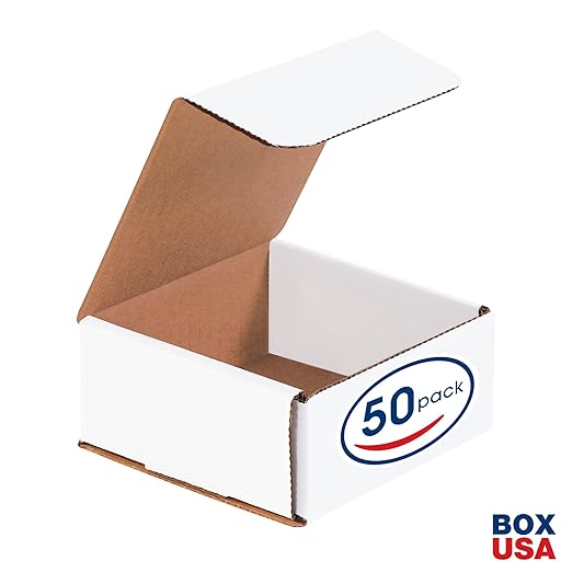 Box USA BMLR1 4 3/8"L x 4 3/8"W x 2"H, White (Pack of 50)