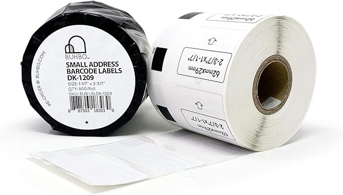 Buhbo Compatible Refill Replacement Label for Brother DK-1209 2-3/7" x 1-1/7" Small Address and Barcode (8 Pack / 800 Labels Per Roll)