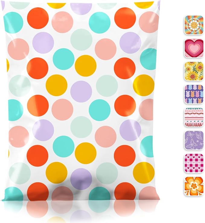 Metronic Poly Mailers 6x9 Inch 100pc Shipping Bags for Clothes,Self Adhesive Shipping Envelopes for Small Business,Waterproof Mailers Poly Bags for Shipping,Packaging Mailing Bags Color Polka Dots