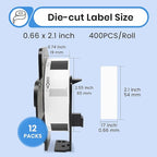 Compatible Address Labels Replacement for Brother DK-11204/DK-1204(0.66" X2.1”) Die-Cut All Purpose Shipping Barcode Label Use with Brother QL Label Printers 12 Rolls 4800 PCS