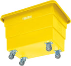 Global Industrial 6 Bushel Plastic Bulk Box Truck, Direct Mount Base, 500 lbs. Capacity, 3" Non-Maring Rubber Casters, Yellow, 33-2/5"L x 23" W x 24-1/2"H