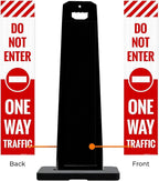 Do Not Enter One Way Traffic Vertical Panel Sign Kit, Double Sided 3M Engineer Grade Reflective, with 20 lbs Black Portable Rubber Base, Impact Resistant Plastic Frame