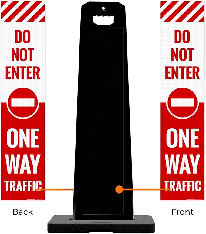 Do Not Enter One Way Traffic Vertical Panel Sign Kit, Double Sided 3M Engineer Grade Reflective, with 20 lbs Black Portable Rubber Base, Impact Resistant Plastic Frame