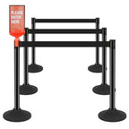 6 Pack Stanchions with Retractable Belts - Heavy Duty Crowd Control Barriers with Weighted Rubber Base, 10FT Retractable Belt Stanchions for Queue Line, Events, Public Safety(Black，6 Pack）
