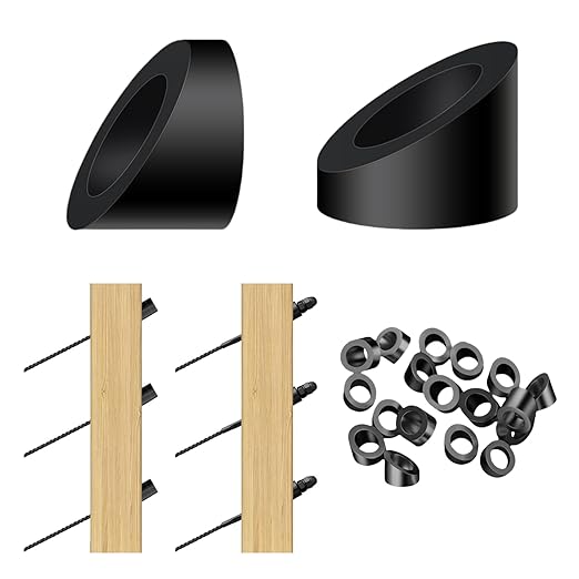 Helffer 50 Pack 3/8" ID Black Angle Beveled Washers for Cable Railing, Stainless Steel 30 Degree Washers for 1/8" 3/16" 5/32" Stair Deck Cable Railing Kits