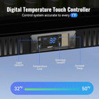 Tylza Back Bar Cooler With 3 Glass Doors, 312L Under Counter Back Bar Refrigerator with LED Lighting, Safety Locks, Counter Height Bar Beverage Cooler for Beer, Soda Drinks, Wine, Black