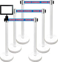 Retractable Stanchion, 6 SPECIALTY Posts + Signframe, 36" Ht, 78" Special Event & Holiday Theme Belt + Bonus Replacement Cassettes + Wall Receiver (WHT Post/Grand Opening Belt)