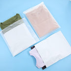 Outus 50 Pcs Mailers with 50 Pcs Poly Zipper Clothes Packaging Bags 4 Sizes Self Adhesive Shipping Mailers Frosted Zipper Plastic Bags for Clothing Small Business Flexible Mailing