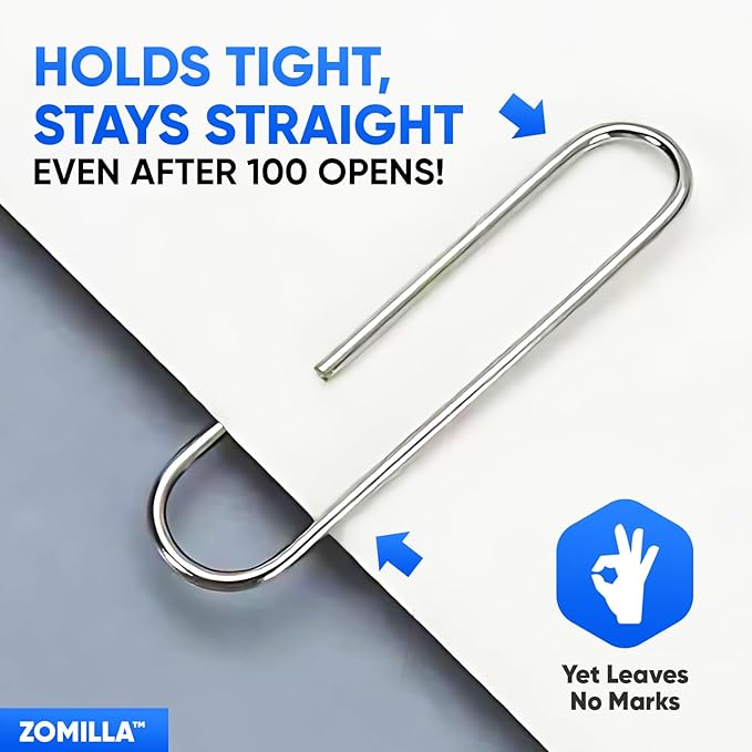 Paper Clips, Zomilla 1000 Pcs Paperclips (10 Boxes of 100 Each), 1-2/7" Medium Paper Clip, Rustproof 1.3 Inches Metal Paper Clip for Office, School, Home - Silver