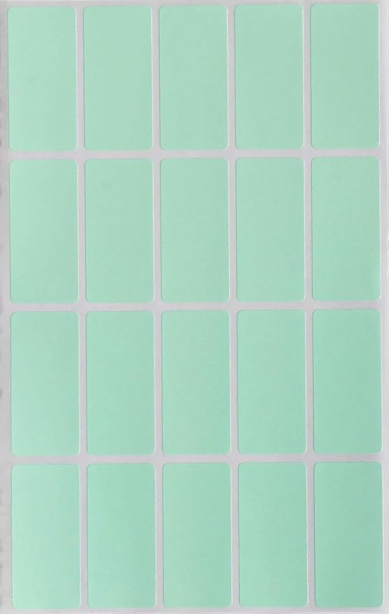 Royal Green Rectangular Color Coding Stickers 1.57inch x 0.75 inch Rectangle Label Colored Tags for Kids in Pastel Green (40mm x 19mm) - 300 Pack
