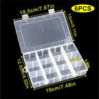 6 Pack Organizer Box with Parkical Adjustable Dividers, 12 Grids Plastic Storage Container for Jewelry, Craft DIY, Bead Organizer, Sewing, Dip Powder, Hair Accessories