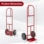 Goplus Hand Truck, P-Handle Hand Truck Dolly with Vertical Loop Handle, 10” Wheels, 15” x 9” Foldable Nose Plate, 660 LBS Capacity, Heavy Duty Metal Dolly Cart for Lifting, Moving, Delivery, Stairs