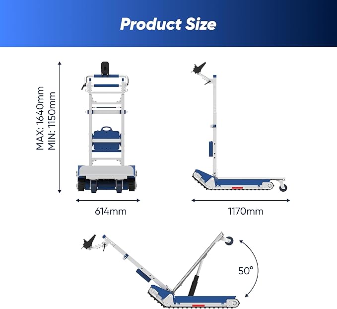 Electric Stair Climbing Dolly 925 lb Capacity Heavy Duty Stair Climbing Hand Truck with Support Wheels, Joystick Controcl