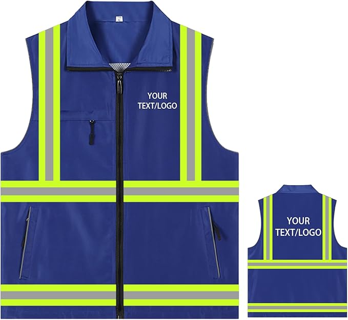 YOWESHOP Lightweight Zip-Up Safety Vest with Pockets for Outdoor Activities,Custom Logo Sleeveless Windbreaker