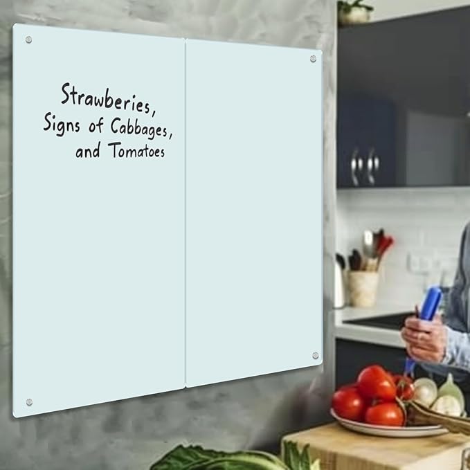 Glass Whiteboard - Glass Dry Erase Board 36" x 60" Magnetic White Board Writing Board White Boards for Walls Wall Office Home