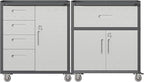 Metal Tool Cabinet,Garage Storage Cabinet System,Wall Cabinet & Locking Rolling Tool Cabinet with Doors and Adjustable Shelves,Steel Tool Cabinets for Home (2 Pcs-StyleF, Black & Grey)