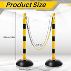 Amylove Plastic Stanchion Post Set, Traffic Warning Line Stanchion Crowd Control Safety Barriers Driveway Barrier with 5 Chains and 10 S Hooks for Outdoor Indoor Parking(Yellow Black,6 Pcs)
