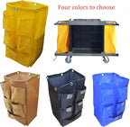 Replacement Janitorial Cart Bag with 5 Pockets,25 Gallon Housekeeping cart Bag High Capacity Waterproof Thickened Commercial Janitorial Cleaning Cart Bag with 6 Brass Grommets (Yellow with 5 Pockets)