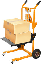 Material Lift Winch Stacker, 330 lbs Capacity Table Cart, 40.5" Lifting Height Manual Forklift Stacker, Pallet Jack Truck Dolly with Swivel Casters and Lift Plate (Yellow)