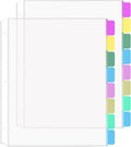 HABGP 16Pcs/2 Set Clear Sheet Protectors for 3 Ring Binder Letter Size, 8 Tab Plastic Dividers With Pockets and Tabs, Page Protectors 8.5x11