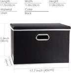 PRANDOM Large Foldable Storage Box with Lid [1-Pack] Fabric Collapsible Storage Bin Organizer Container Basket Cube with Cover for Home Bedroom Closet Office Nursery Black (17.7x11.8x11.8)