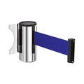 DuraSteel Wall Mount Crowd Control Retractable Belt Barrier - 9.2 Ft Blue Retractables Barrier Belt w/Stainless Steel Casing - Do Not Enter Crowd Control Barriers NOT Stanchions with Retractable Belts