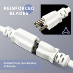 EP 6 Ft Outdoor Extension Cord, 12/3 SJTW Heavy Duty Extension Cable with 3 Prong Grounded Plug, 15 AMP Power Cord for Lawn, Garden, Appliances, White