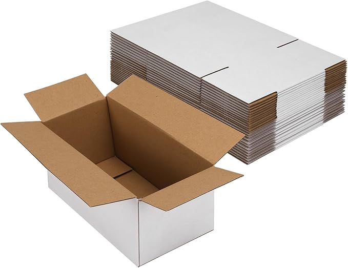 Hoikwo 9x4x4 Shipping Boxes Set of 25, White Corrugated Cardboard Box for Small Business for Packaging Mailing