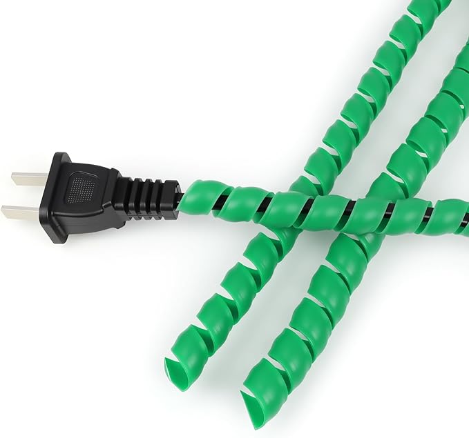 Spiral Cable Wrap, 16.4ft, 33ft Wire Protection Sleeve Cover Cable Organizer Pipe Flexible Spiral Wrap Winding Tube Prevent Cat from Chewing Cables (Green, 8mm (5/16")-33ft)