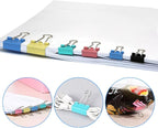 Paper Clips Binder Clips, 400 Pcs Colored Office Clips Set, Assorted Sizes Colored Paper Clips and Binder Clips Set Great for Document Organizing